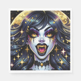 Comic Book Style Vampire Halloween-Party Serviette