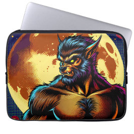 Comic Book Style Werewolf vor Vollmond Laptopschutzhülle