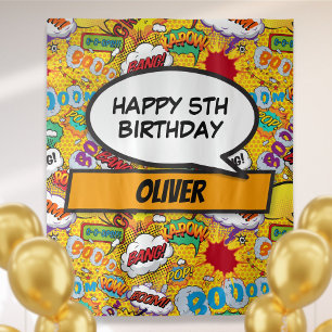 Comic-Book-Superhelden-Geburtstags-Photo-Hintergru Wandteppich