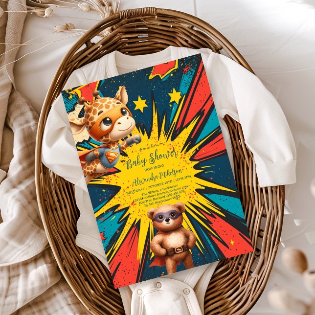 Comic Book Superhero Boy Babydusche Einladung (Von Creator hochgeladen)