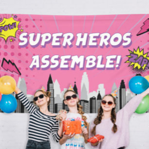 Comic Book Superhero Einzigartiges Mädchen Geburts Banner