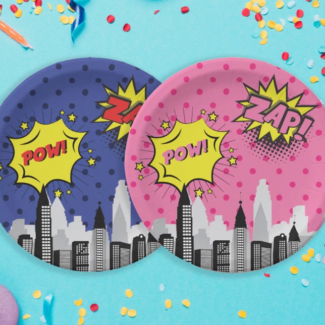 Comic Book Superhero Einzigartiges Mädchen Pappteller (Von Creator hochgeladen)