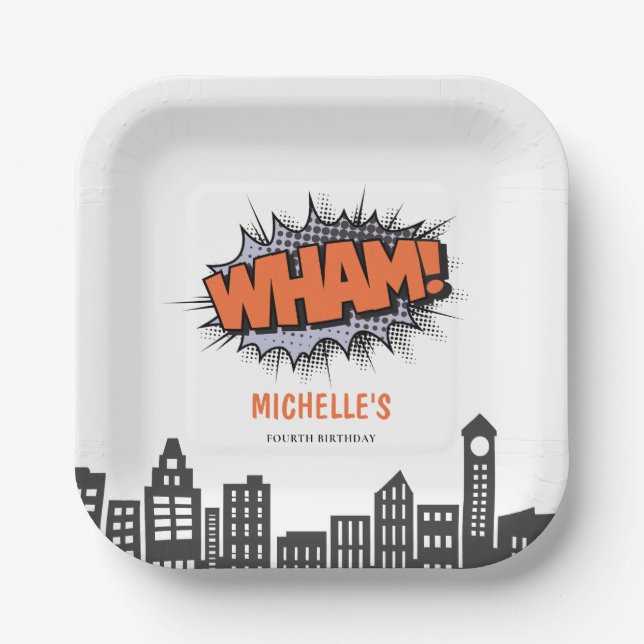 Comic Book Superhero Geburtstag Pappteller (Vorderseite)