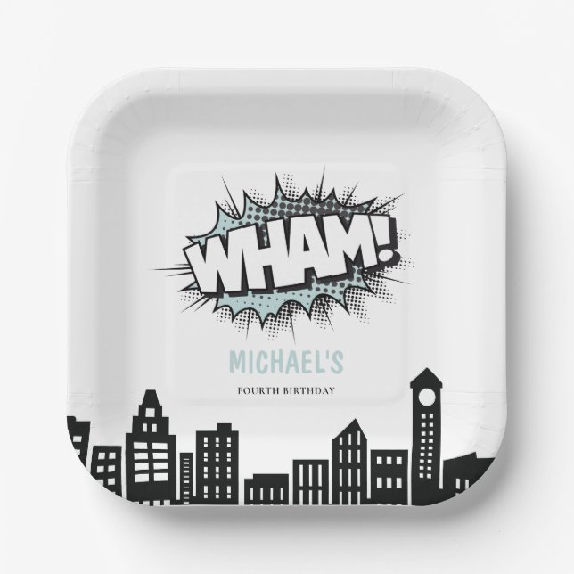 Comic Book Superhero Geburtstag Pappteller (Vorderseite)