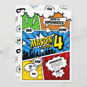 Comic Book Superhero Invitation d'anniversaire