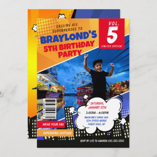Comic Book Superhero Invitation d'anniversaire