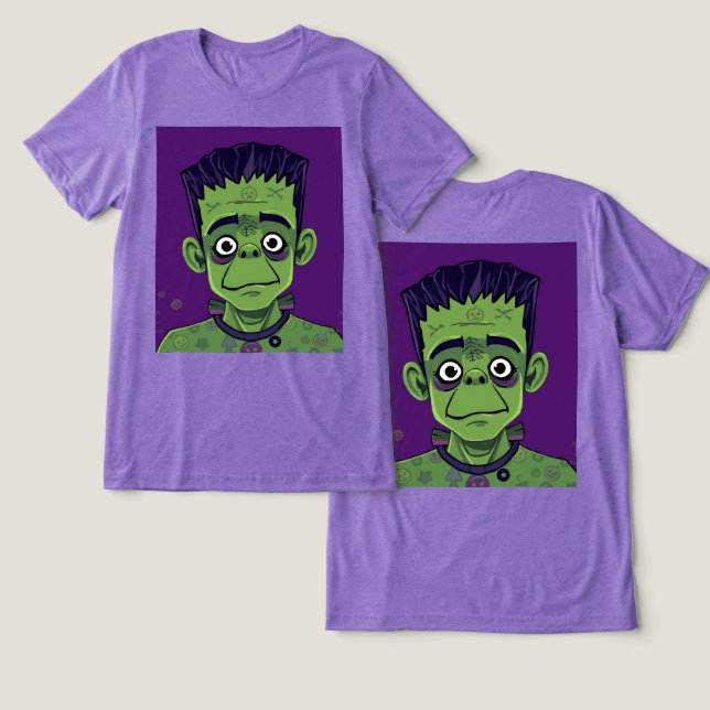Comic Boy Frankenstein Trimix T - Shirt (Design Vorderseite & Rückseite)