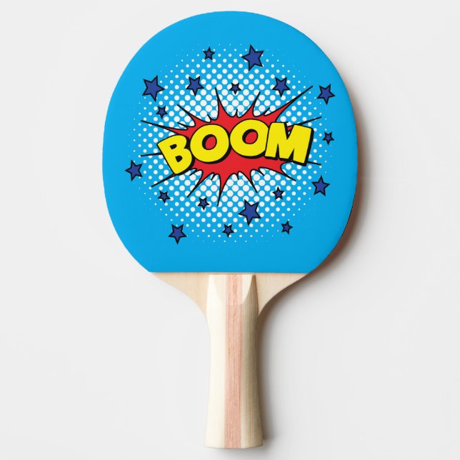 Comic-Buch-Art bunter BOOM Tischtennis Schläger (Vorderseite)