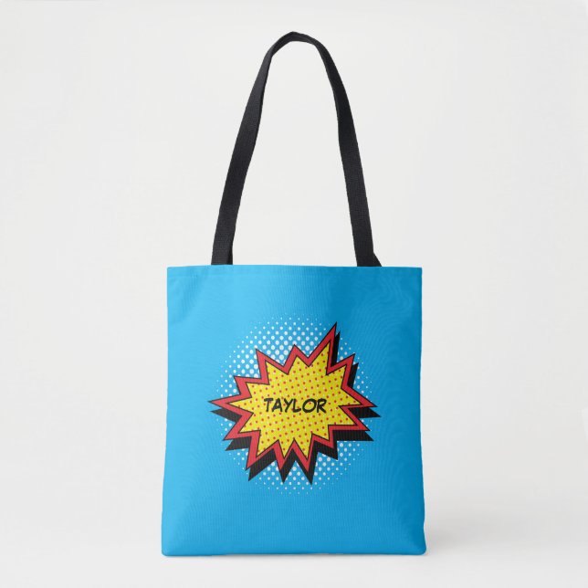 Comic-Buch-Art-buntes Namensrot Tasche (Vorderseite)