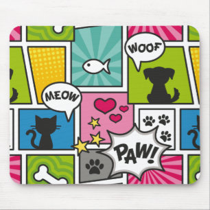 Comic-Buch-Art-Haustier-Muster Mousepad