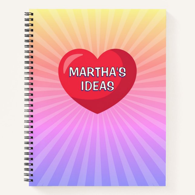 Comic Buch niedliche Herz personalisiert Name Note (Vorderseite)