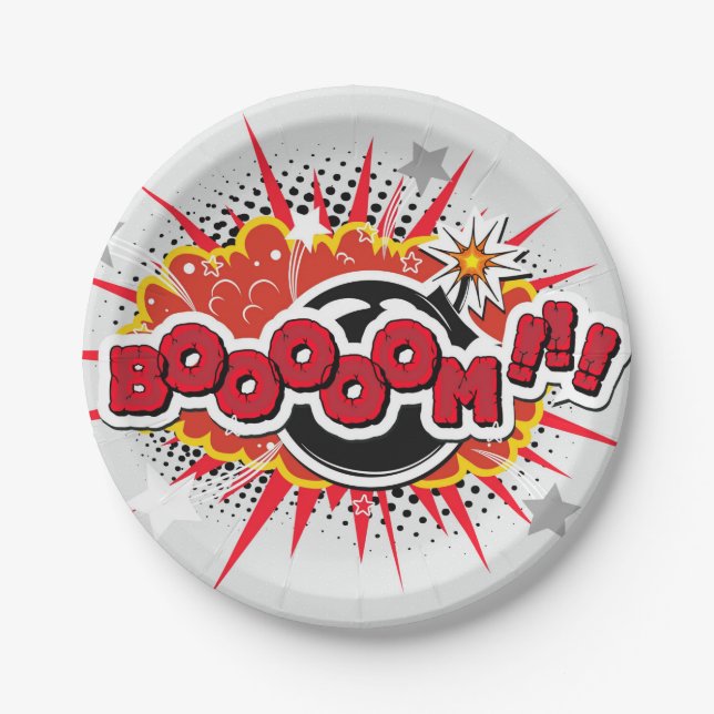 Comic Buch Pop Kunst Boom Explosion Pappteller (Vorderseite)