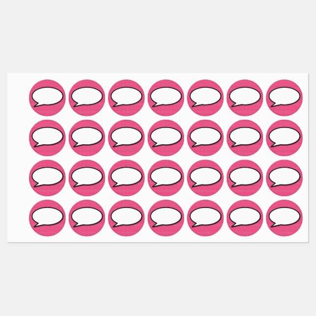 Comic Buch Pop Kunstsprache Blase pink Etiketten (Blatt)