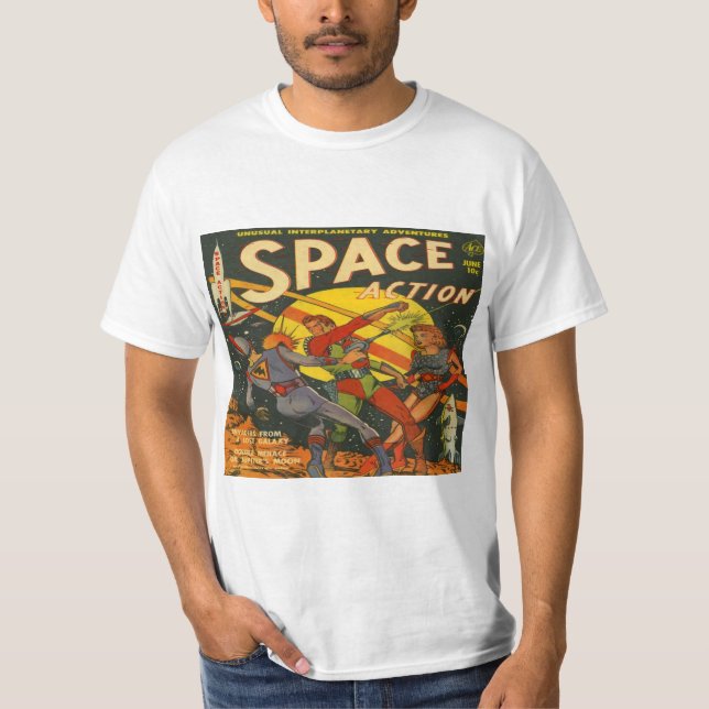 Comic-Bucheinbänd der Raum-Aktions-#1 klassische T-Shirt (Vorderseite)