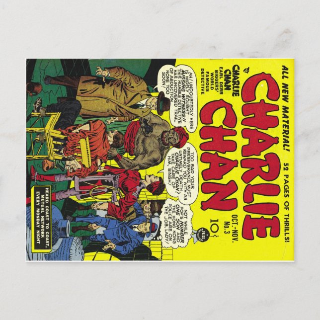 Comic-Bucheinband-Kunst CHARLIEN CHAN coole Postkarte (Vorderseite)