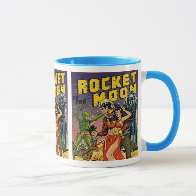 Comic-Bucheinband-Kunst Sci FI Vintage Tasse (Rechts)