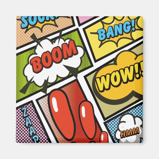 Comic Buchen Sie Cartoon Schriftart! Magnet (Vorne)
