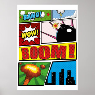 Comic Buchen Sie Cartoon Schriftart! Poster