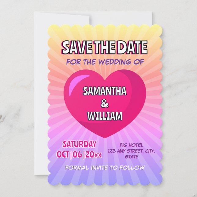 Comic-Buchstil Save the Date personalisiert Einladung (Vorderseite)