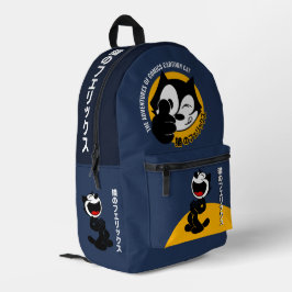 Comic Cartoon Cat | Dunkle Farbe Bedruckter Rucksack