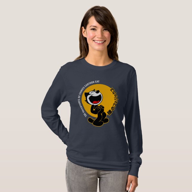 Comic Cartoon Cat | Langschläfchen für Frauen T-Shirt (Vorne ganz)