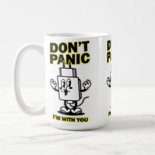 Comic Cartoon Mobile Ladegerät: Don't Panic Design Kaffeetasse