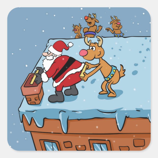 Comic cartoon Santa Claus christmas Quadratischer Aufkleber (Vorderseite)