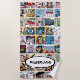 Comic Characters Grid Pattern Speech Ballon Name Strandtuch