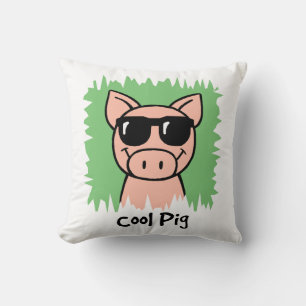 Comic-Clip-Art Cooles Schwein mit Sonnenbrille Kissen