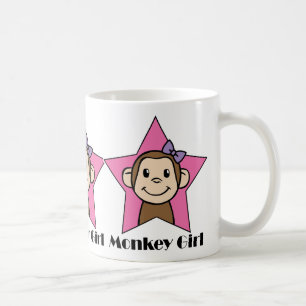 Comic-Clip-Art-Lächeln-Affen-Mädchen-Rosa-Stern-Sc Kaffeetasse