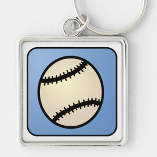 Comic-Clip-Art-Sport, Baseball, blauer Hintergrund Schlüsselanhänger