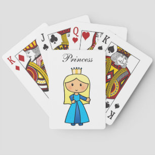 Comic-Clipart Niedliche blonde Prinzessin im blaue Spielkarten