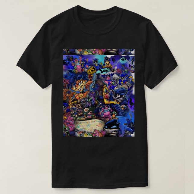 Comic Collage Sly Cooper Graphic T-Shirt (Design vorne)