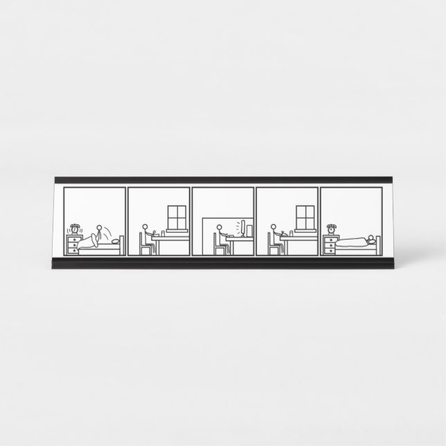 Comic des Arbeitstags Schreibtischnamensplakette (Vorderseite )