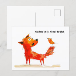 Comic Dog und Vogel auf Schwanz Feiertagspostkarte