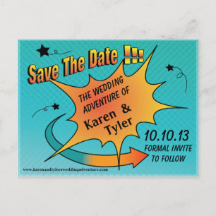 Comic Dot Save the Date Ankündigungspostkarte