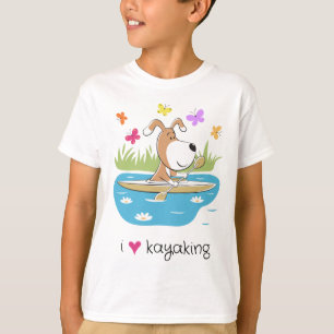 Comic Funny Hund Kayaking Kayak Wassersport Jungen T-Shirt