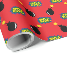 Comic Funny Smart Big Ideas Boom Bombs Red Geschenkpapier