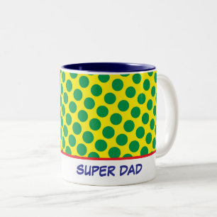 Comic Funny Superheld Dots SUPER VATER Farbenfroh Zweifarbige Tasse