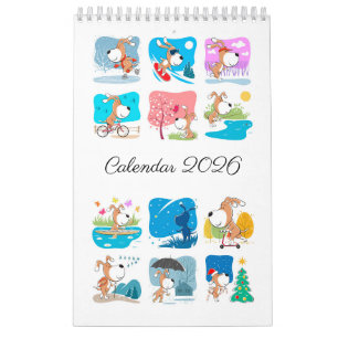 Comic Funny Süßer Welpe Hundeliebhaber 2026 Kalender