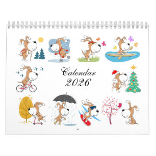 Comic Funny Süßer Welpen-Hundeliebhaber 2026 Kalen Kalender
