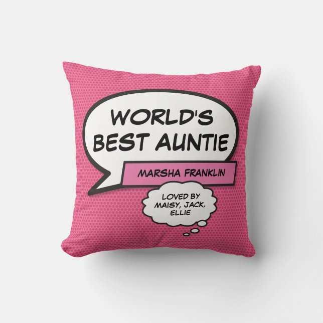 Comic für Coolen Spaß und Tante der Welt Girly Pin Kissen (Vorderseite)