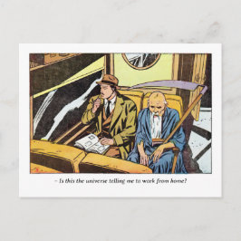 Comic für Vintage Horror mit dem Sensenmann Postkarte