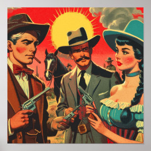 Comic für Vintage Western Poster