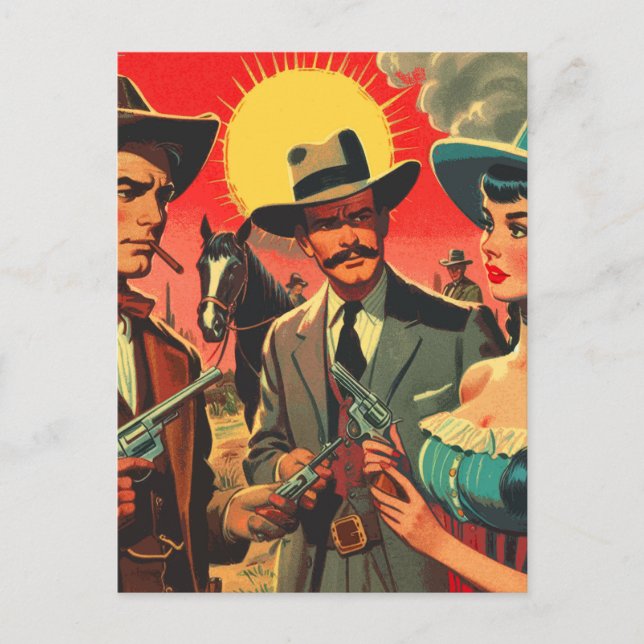 Comic für Vintage Western Postkarte (Vorderseite)