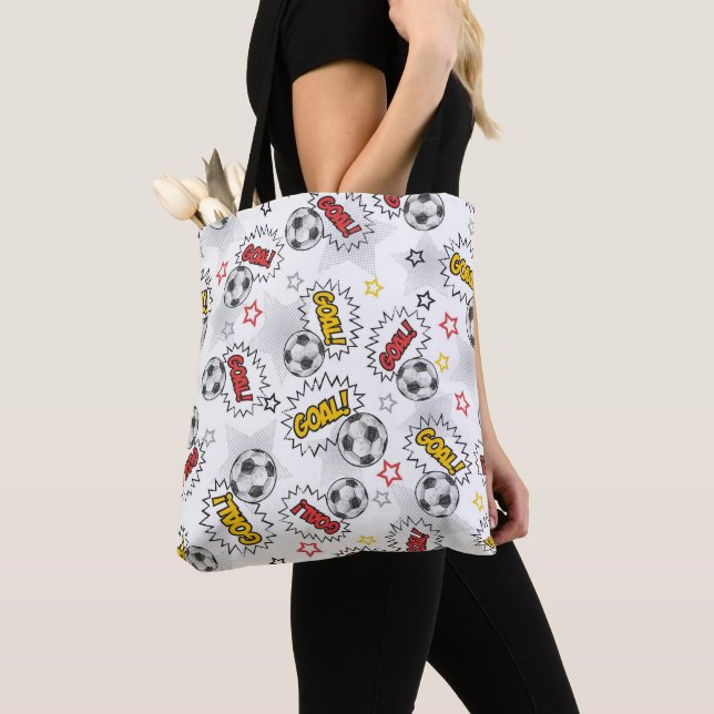 Comic Fußball-Tor-Muster – Retro-Sport Tasche (Von Nahem)