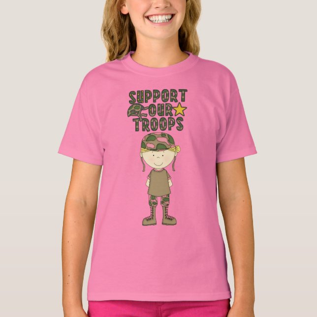 Comic Girl Camouflage Soldat Junge T - Shirt (Vorderseite)