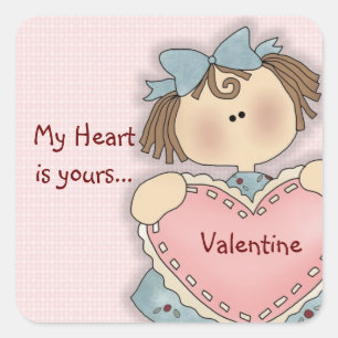 Comic Girl My Heart Stickers Saint Valentin