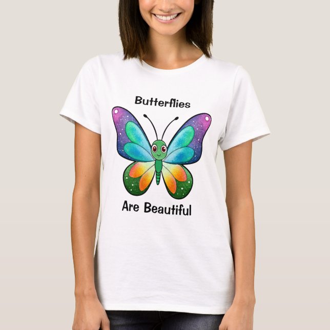 Comic Glitzer Butterfly T-Shirt (Vorderseite)
