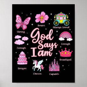 Comic-Gott sagt Ich bin Prinzessin Mädchen Kinder Poster